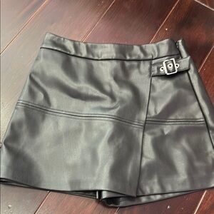 Zara Black Faux Leather Skort size 9